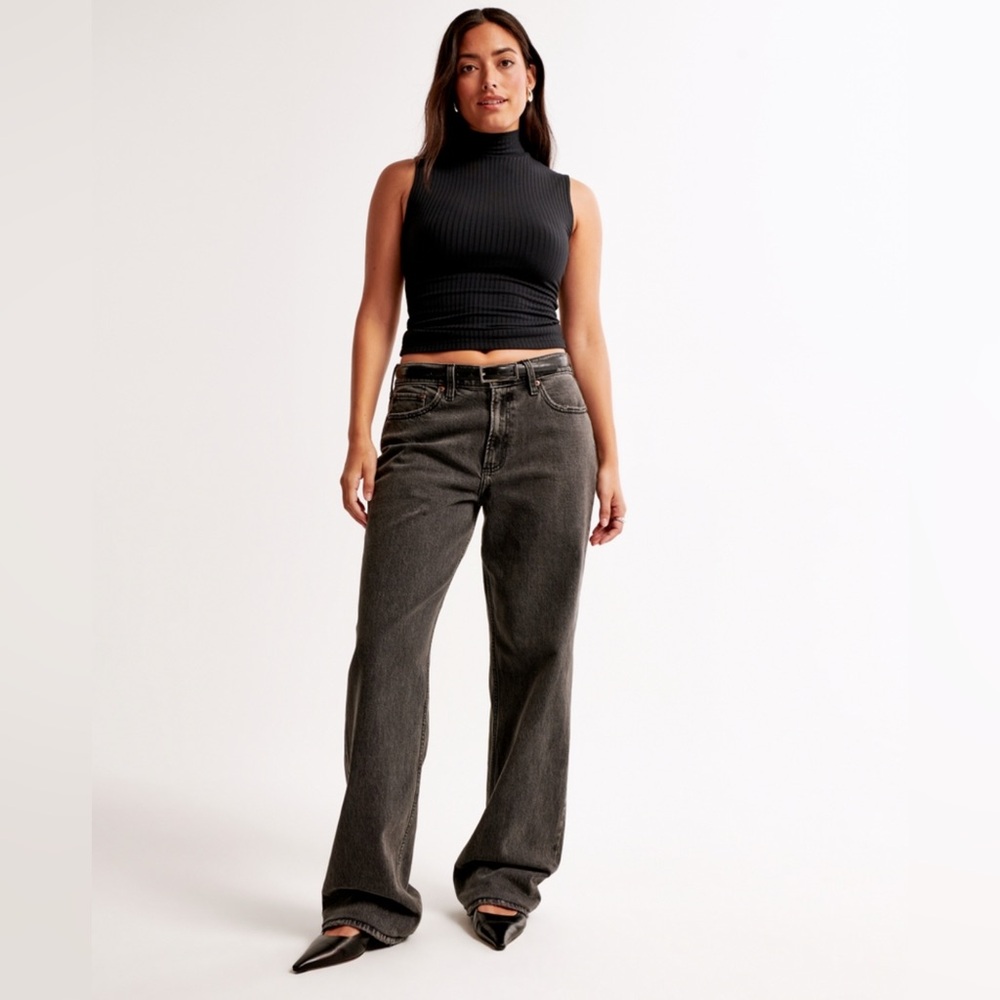 Abercrombie and Fitch Curve Love Black Baggy Jeans